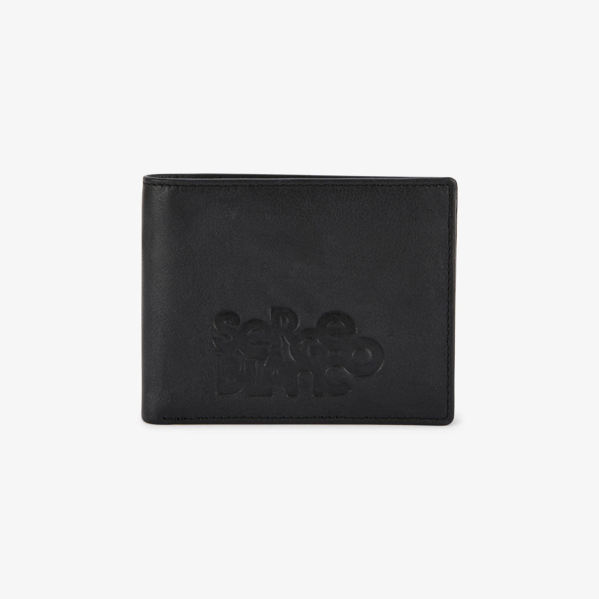 Cartera con solapa de cuero con logotipo en relieve negro para hombre SERGE BLANCO
