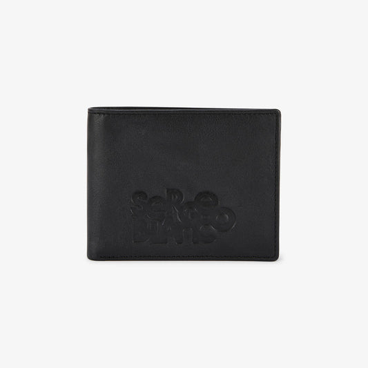 Cartera con solapa de cuero con logotipo en relieve negro para hombre SERGE BLANCO