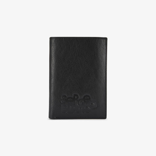 Cartera vertical de piel con logotipo en relieve negro para hombre SERGE BLANCO