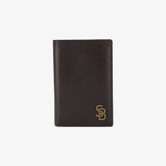 Cartera marrón de piel con logotipo metálico para hombre SERGE BLANCO