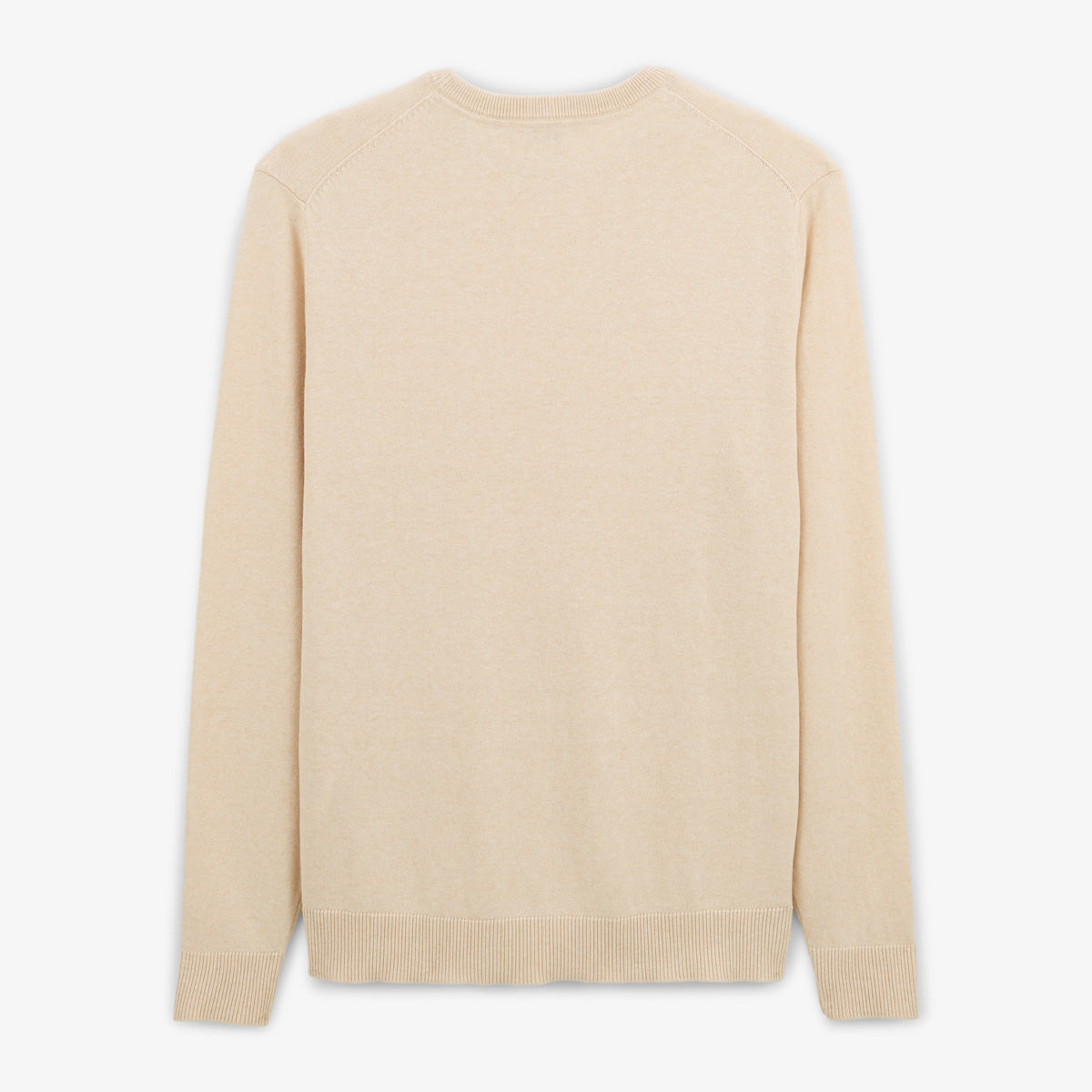 Jersey de cuello redondo liso, mayoritariamente de algodón beige SERGE BLANCO