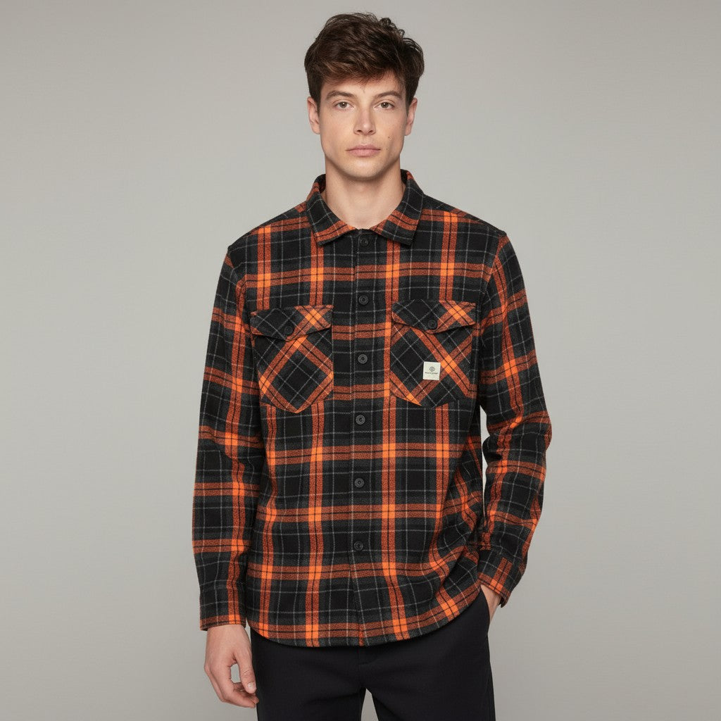 Sobrecamisa gruesa a cuadros PLAY para hombre, sarga blanca