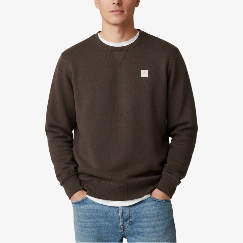 Sudadera con cuello redondo liso marrón ébano para hombre SERGE BLANCO