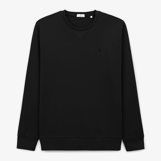 Sudadera con cuello redondo liso negro de algodón para hombre SERGE BLANCO