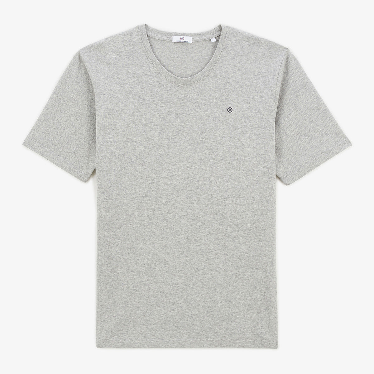Camiseta de cuello redondo Theo de algodón gris jaspeado HOMBRE SERGE BLANCO