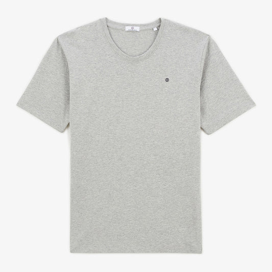 Camiseta de cuello redondo Theo de algodón gris jaspeado HOMBRE SERGE BLANCO