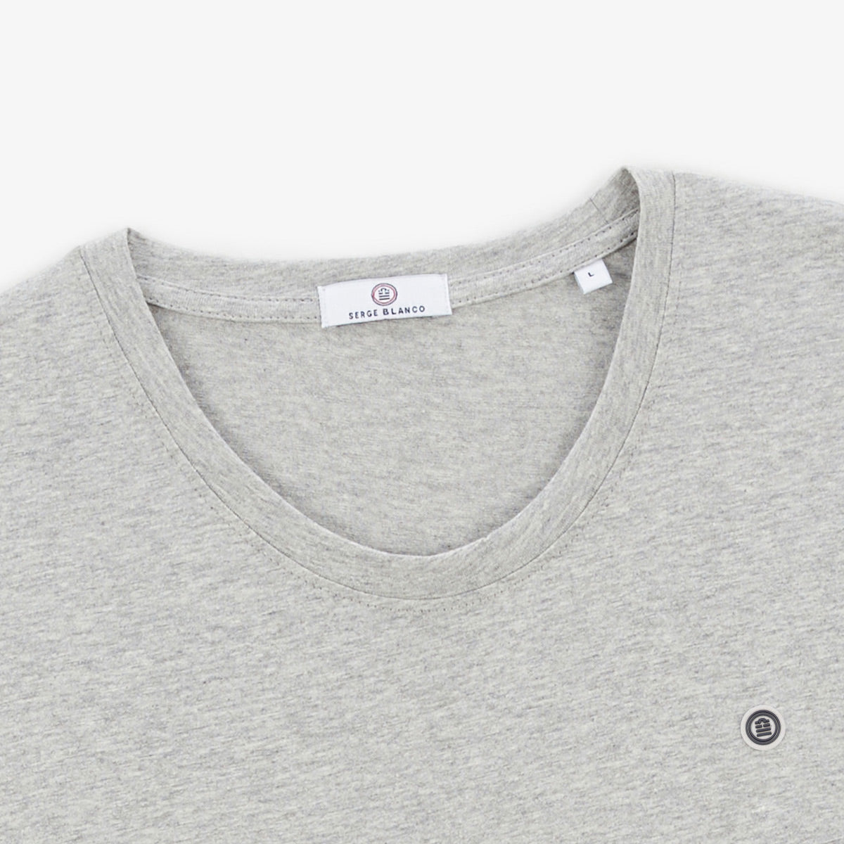 Camiseta de cuello redondo Theo de algodón gris jaspeado HOMBRE SERGE BLANCO