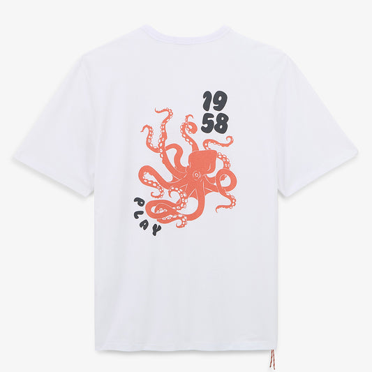 Camiseta de cuello redondo blanca de algodón con estampado de pulpo en la espalda HOMBRE SERGE BLANCO