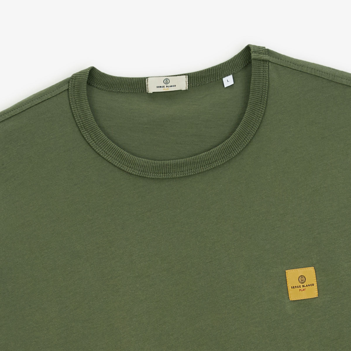 Camiseta de cuello redondo verde militar de algodón con estampado de pulpo en la espalda para hombre SERGE BLANCO