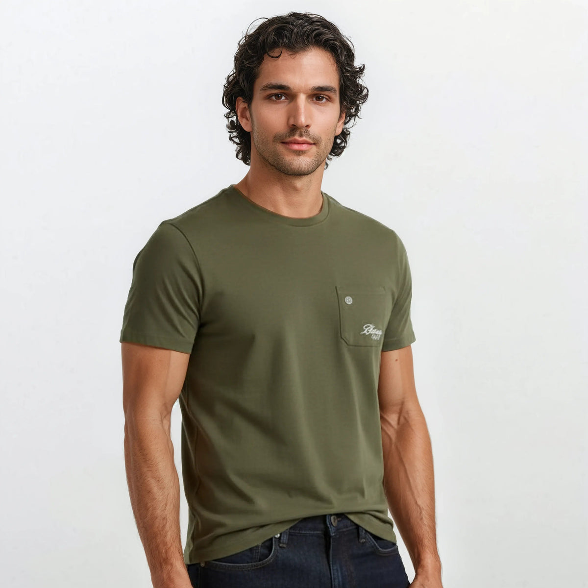 Camiseta de manga corta verde caqui Blanco 1958 para hombre SERGE BLANCO