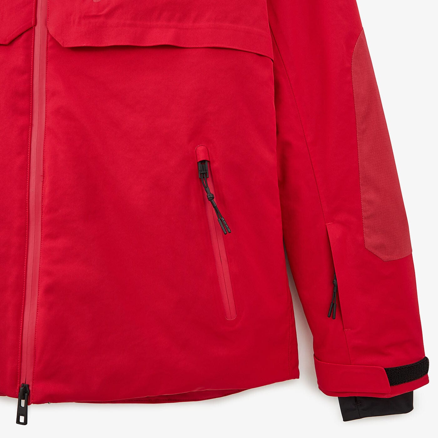 Chaqueta de esquí Zermatt roja tulipán para hombre, sarga blanca