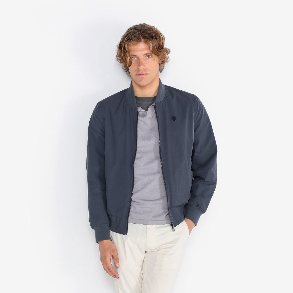 Bomber reversible de algodón azul y verde caqui para hombre SERGE BLANCO