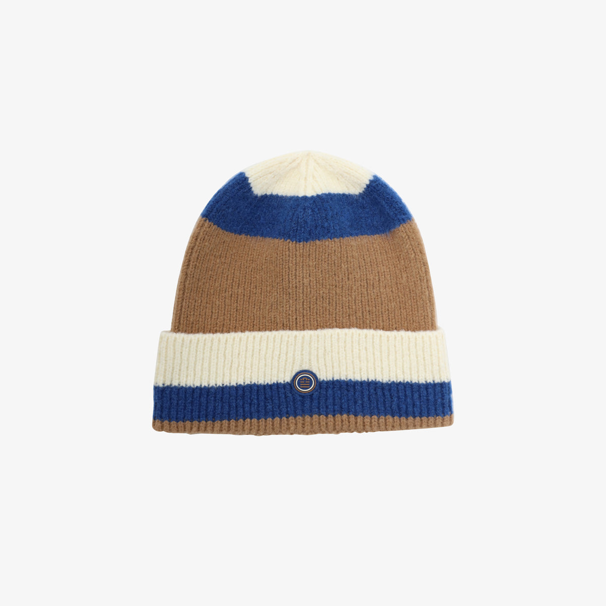 Gorro con solapa a rayas marfil SERGE BLANCO