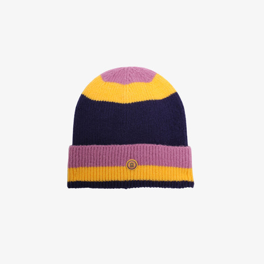 Gorro con solapa a rayas moradas SERGE BLANCO