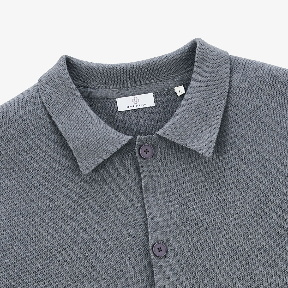 Cardigan cuello polo gris jaspeado Messi hombre SERGE BLANCO