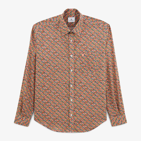 Camisa Charles de manga larga en algodón coral con motivos circulares para hombre SERGE BLANCO