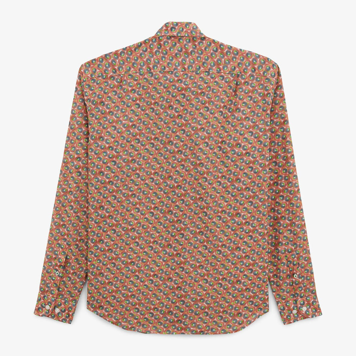 Camisa Charles de manga larga en algodón coral con motivos circulares para hombre SERGE BLANCO