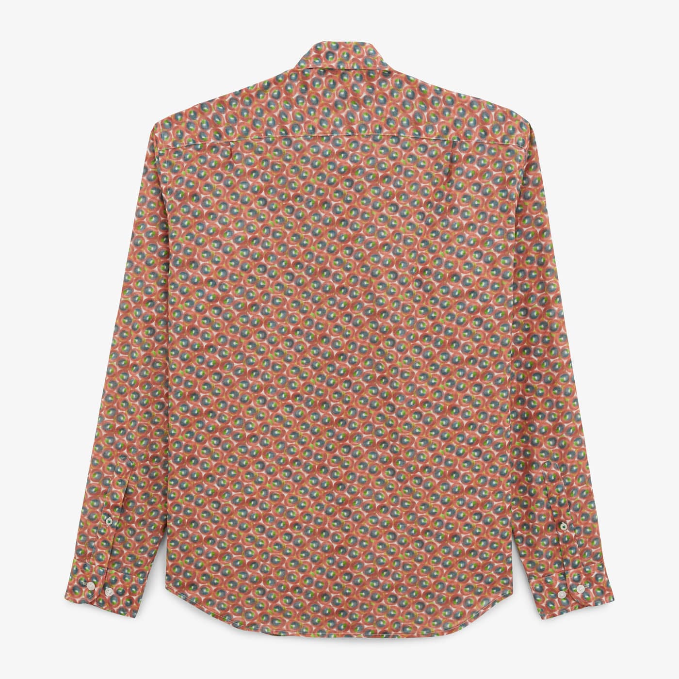 Camisa Charles de manga larga en algodón coral con motivos circulares para hombre SERGE BLANCO