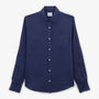 Camisa Charles de manga larga en lino azul noche para hombre SERGE BLANCO