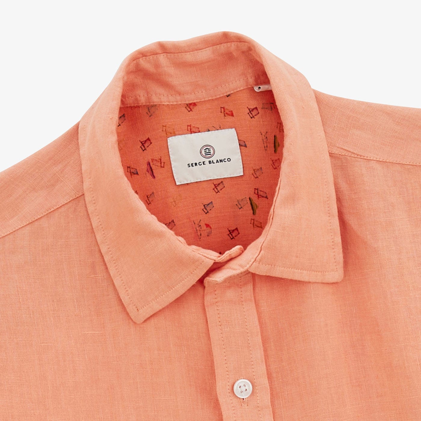 Camisa Charles de manga larga de lino coral para hombre SERGE BLANCO