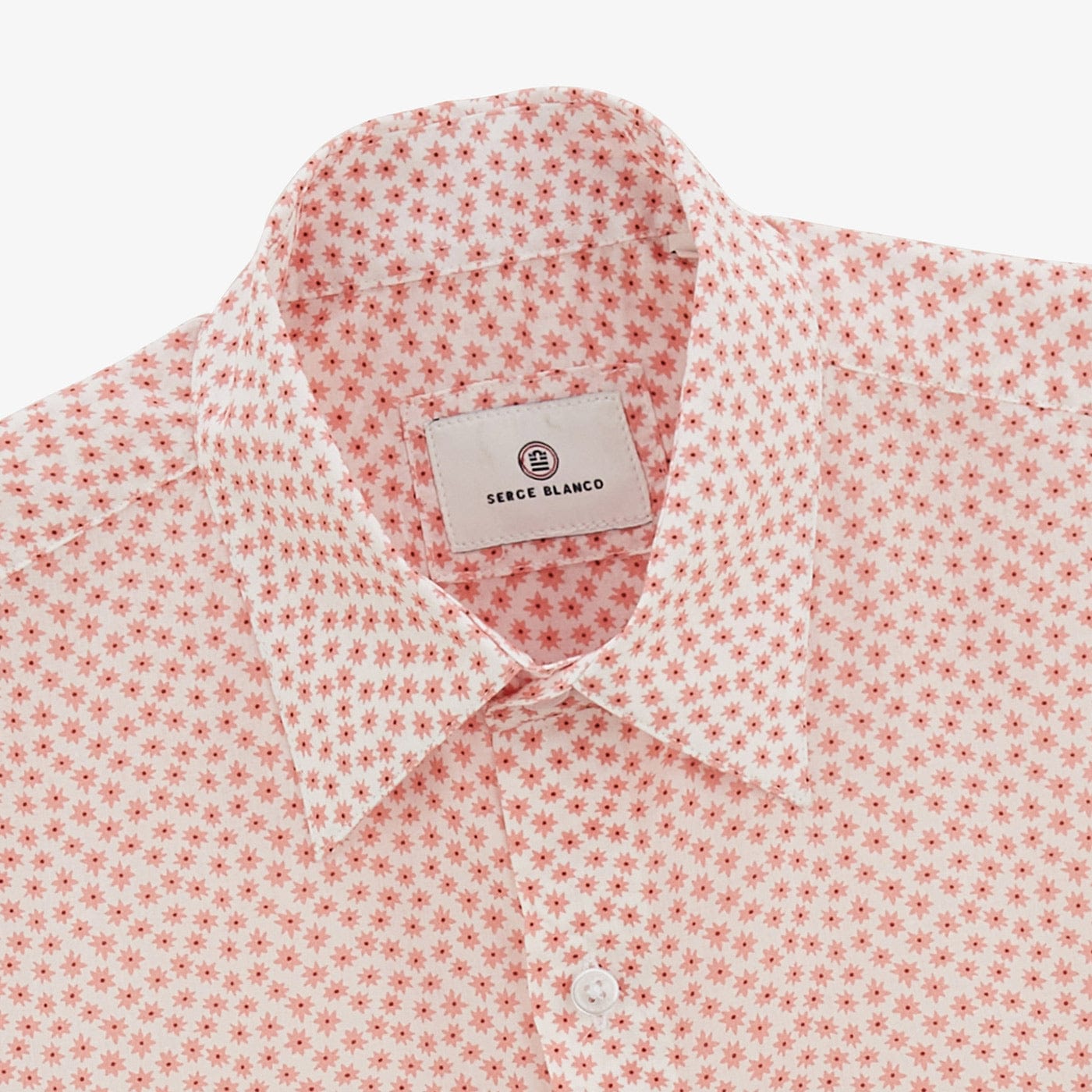 Camisa Charles de manga larga para hombre, de algodón, color coral con estrellas SERGE BLANCO