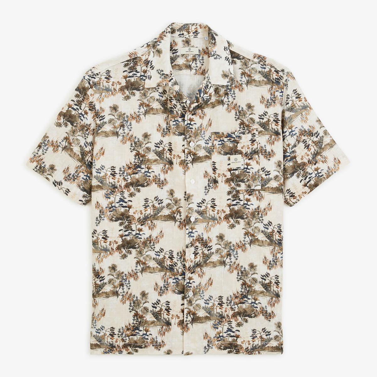 Camisa de manga corta con estampado de hojas para hombre SERGE BLANCO