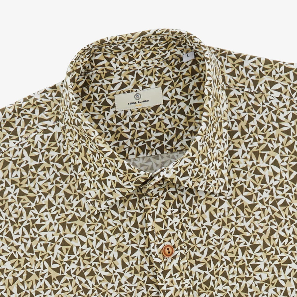 Camisa de manga corta para hombre con bolsillo en el pecho y estampado verde militar SERGE BLANCO