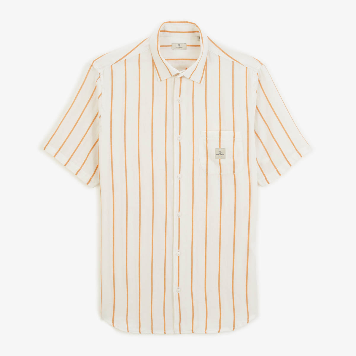 Camisa de manga corta a rayas blancas de algodón PLAY Hombre SERGE BLANCO