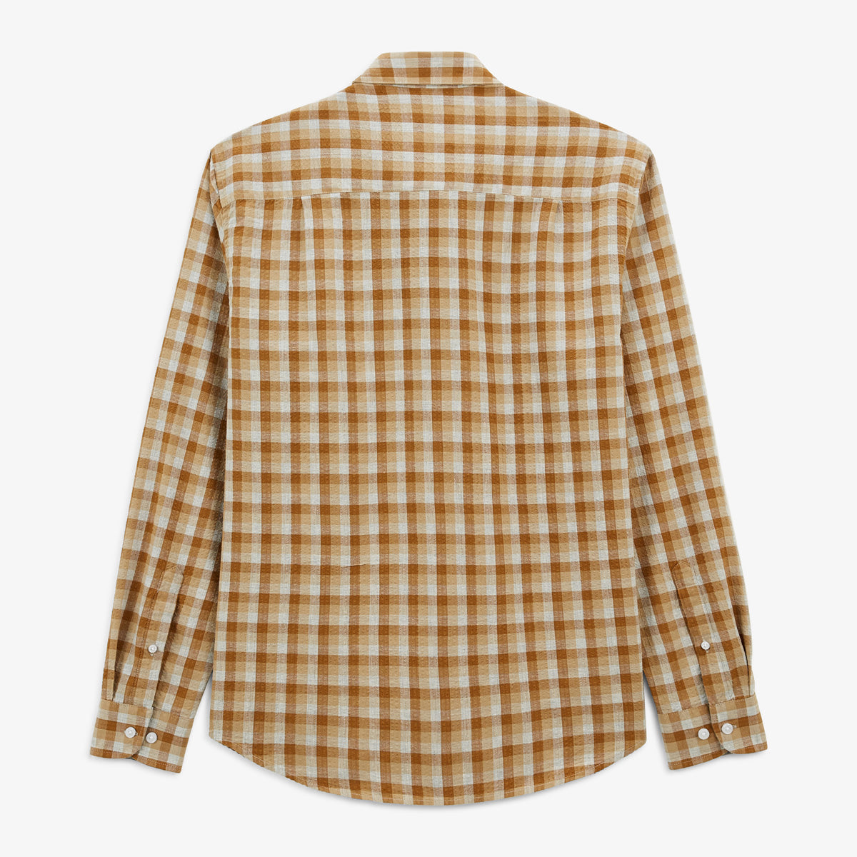Camisa de manga larga de algodón a cuadros beige Charles Homme SERGE BLANCO
