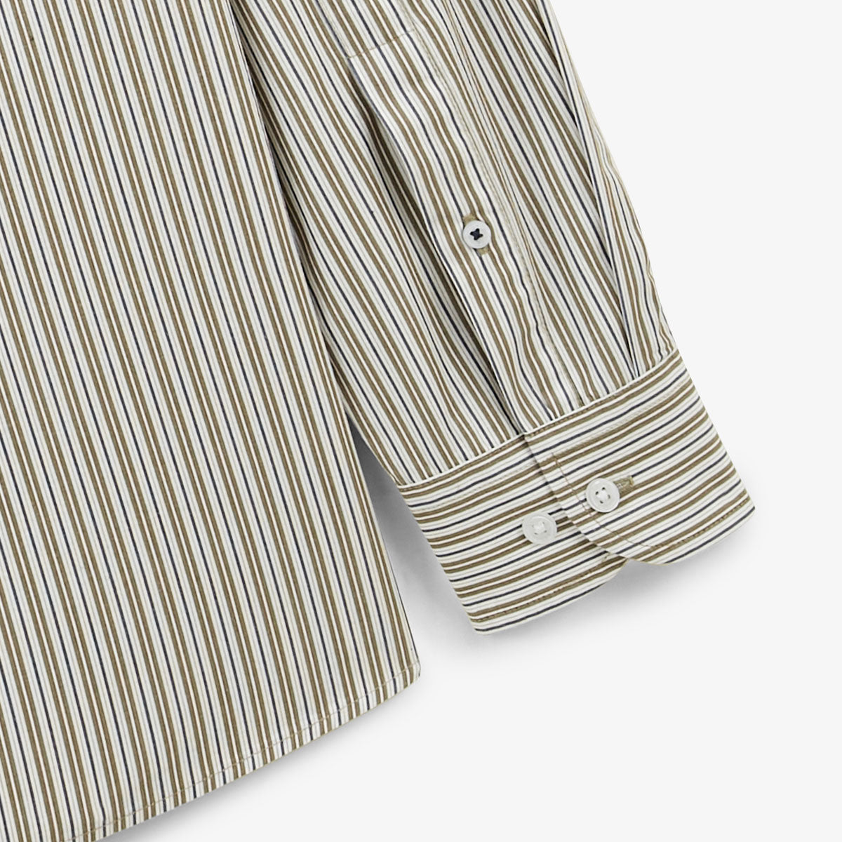 Camisa de manga larga de algodón a rayas verde militar Charles Homme SERGE BLANCO