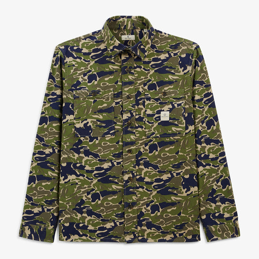 Camisa de manga larga de algodón con estampado de camuflaje y dos bolsillos en el pecho Clovis Hombre SERGE BLANCO