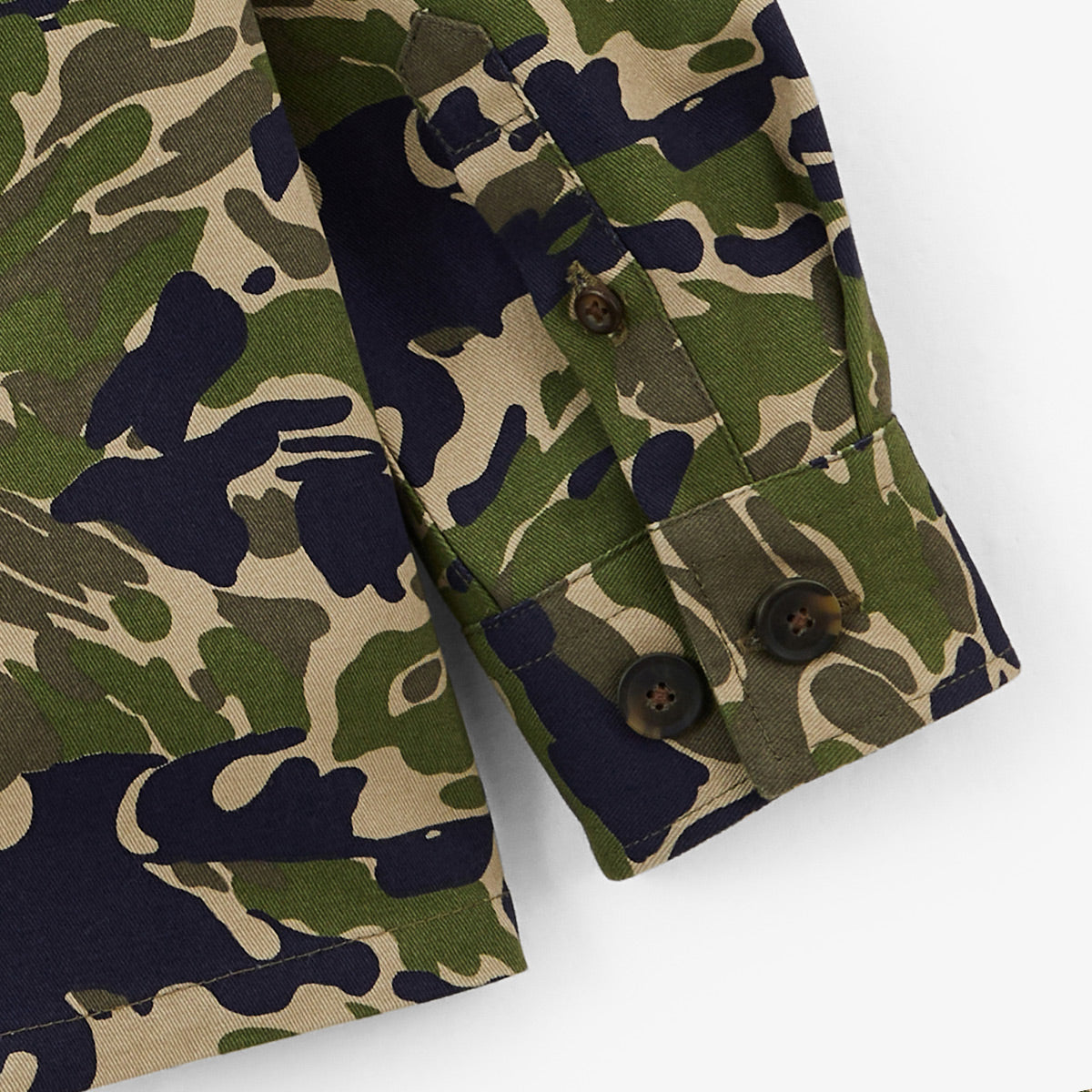 Camisa de manga larga de algodón con estampado de camuflaje y dos bolsillos en el pecho Clovis Junior SERGE BLANCO