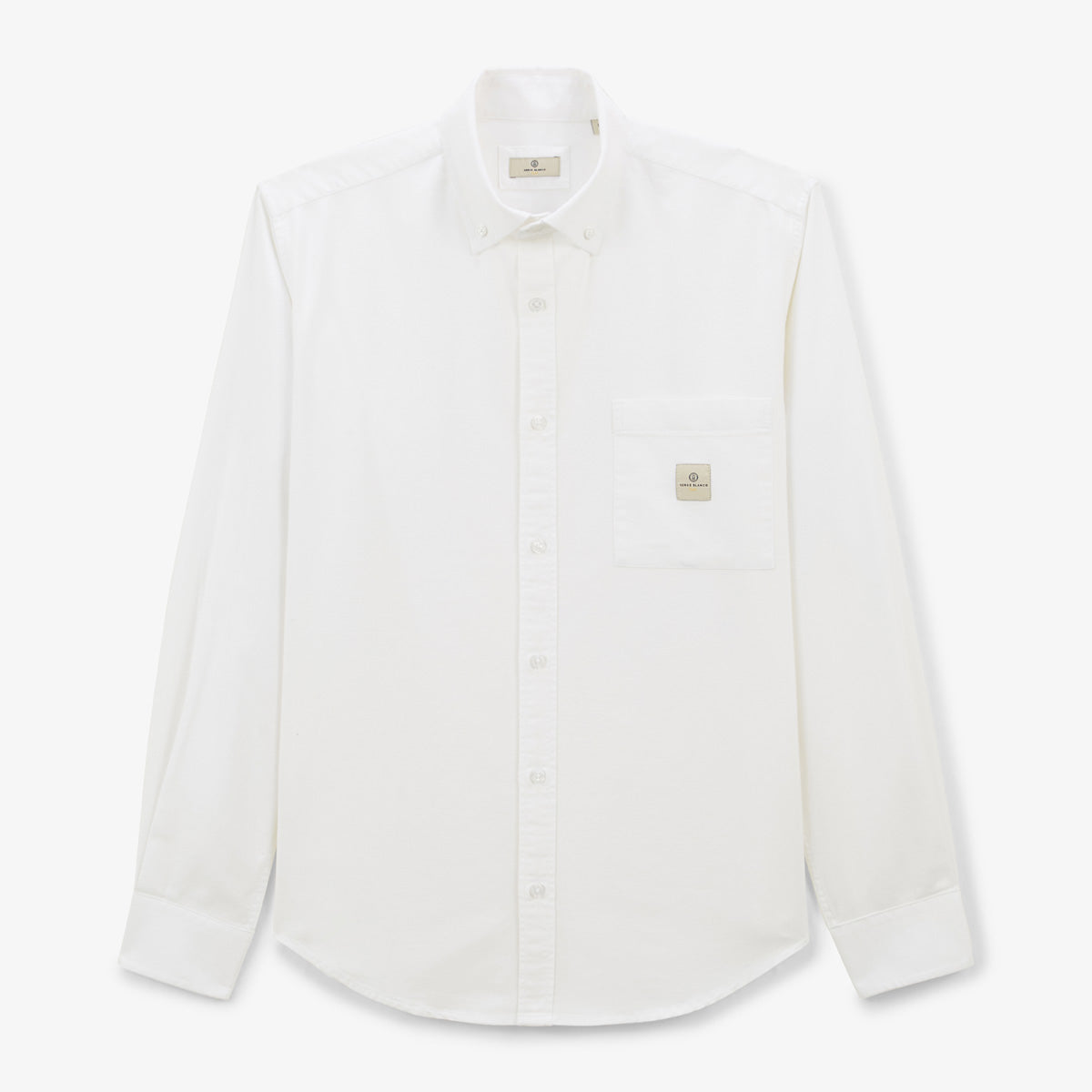 Camisa de manga larga de algodón Oxford blanca lisa Charles Play Hombre SERGE BLANCO