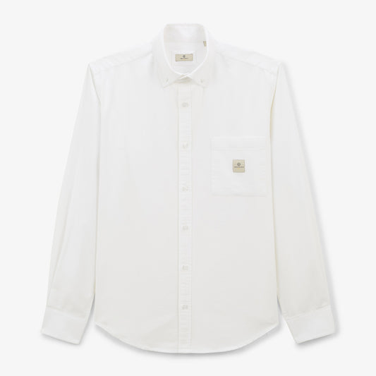 Camisa de manga larga de algodón Oxford blanca lisa Charles Play Hombre SERGE BLANCO