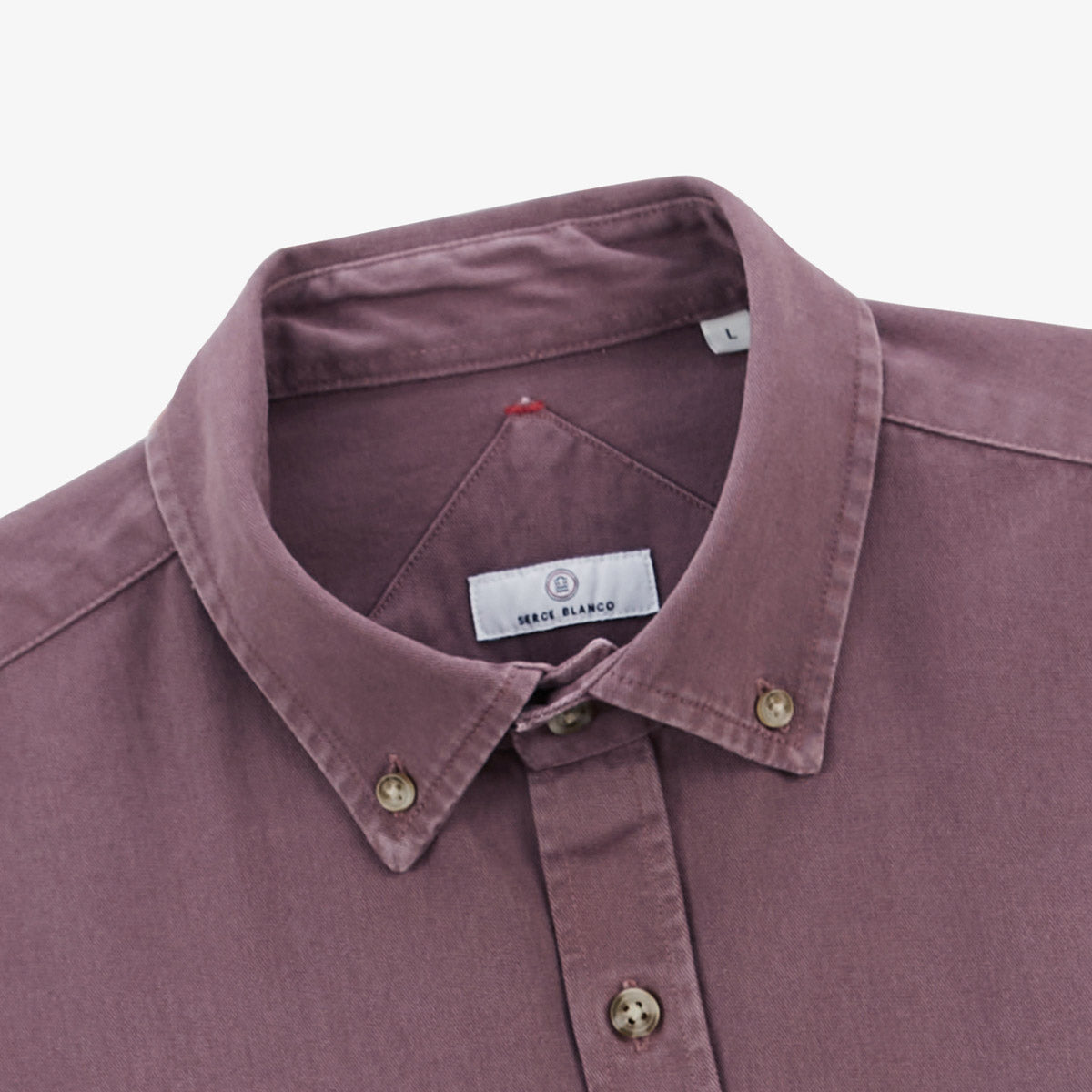 Camisa de manga larga de algodón sarga morado liso Charles Hombre SERGE BLANCO