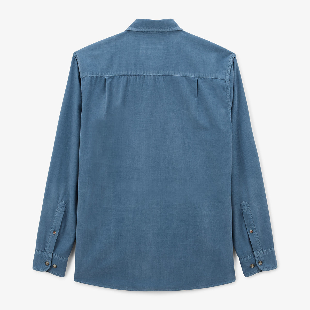 Camisa de manga larga de algodón aterciopelado azul nacional Charles Homme SERGE BLANCO