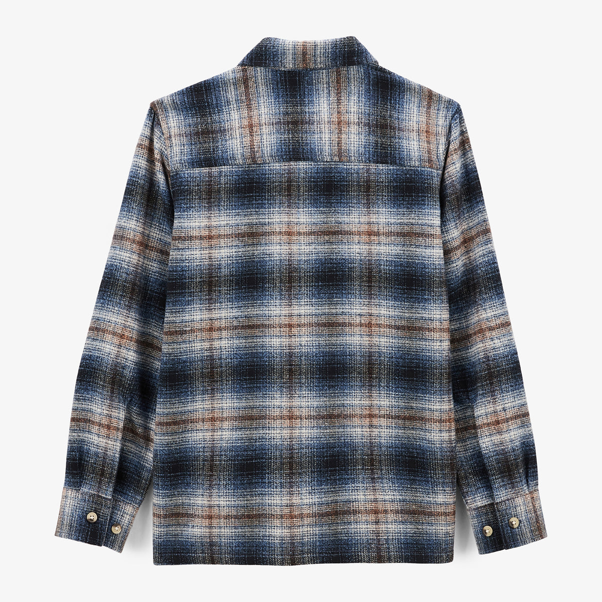 Camisa de manga larga de franela cepillada a cuadros azul Clovis con doble bolsillo en el pecho para jóvenes SERGE BLANCO