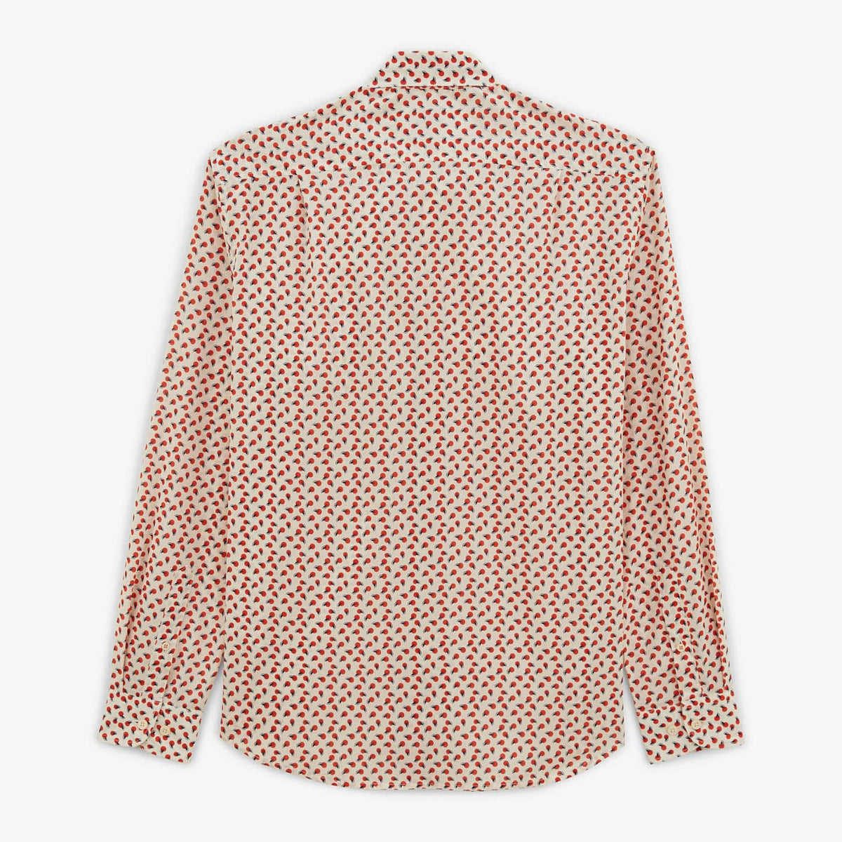 Camisa de manga larga para hombre, de algodón blanco roto con motivos SERGE BLANCO