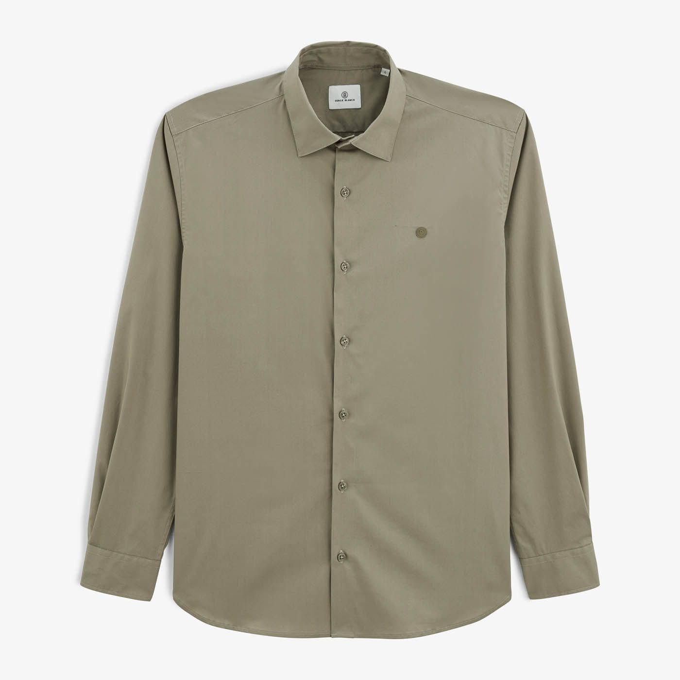 Camisa de manga larga para hombre Teck Verde Caqui SERGE BLANCO