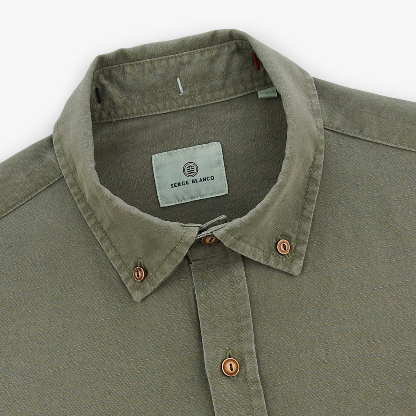 Camisa de manga larga Oxford Carl para hombre, verde teca, SERGE BLANCO