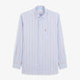 Camisa de manga larga a rayas de algodón Oxford azul cielo para hombre SERGE BLANCO