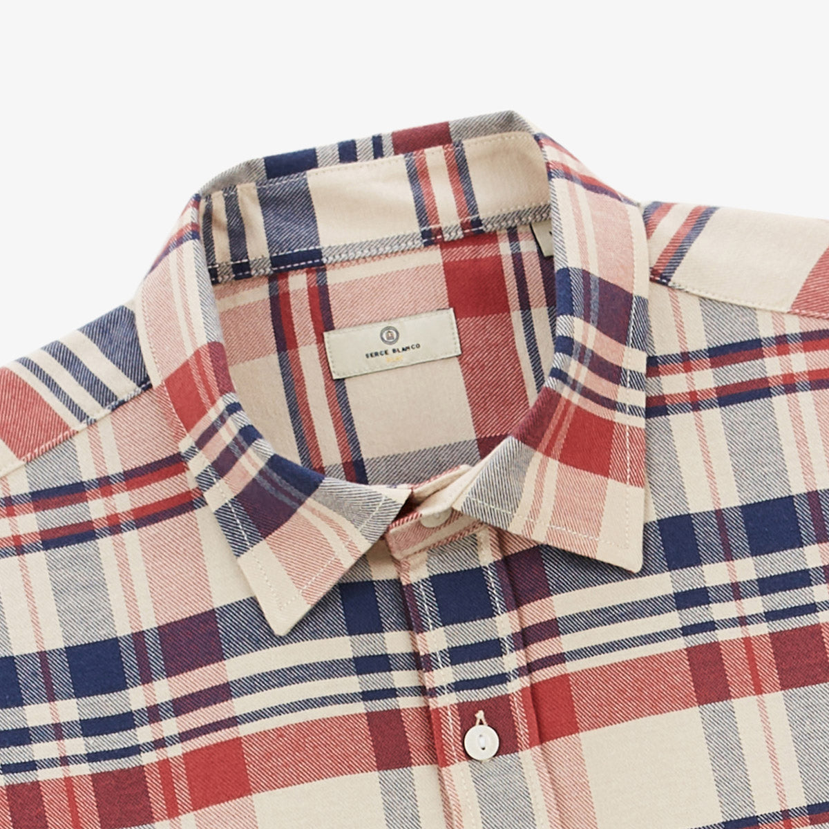 Camisa de manga larga con tejido de sarga a cuadros Charles rojo merlot Play Hombre SERGE BLANCO
