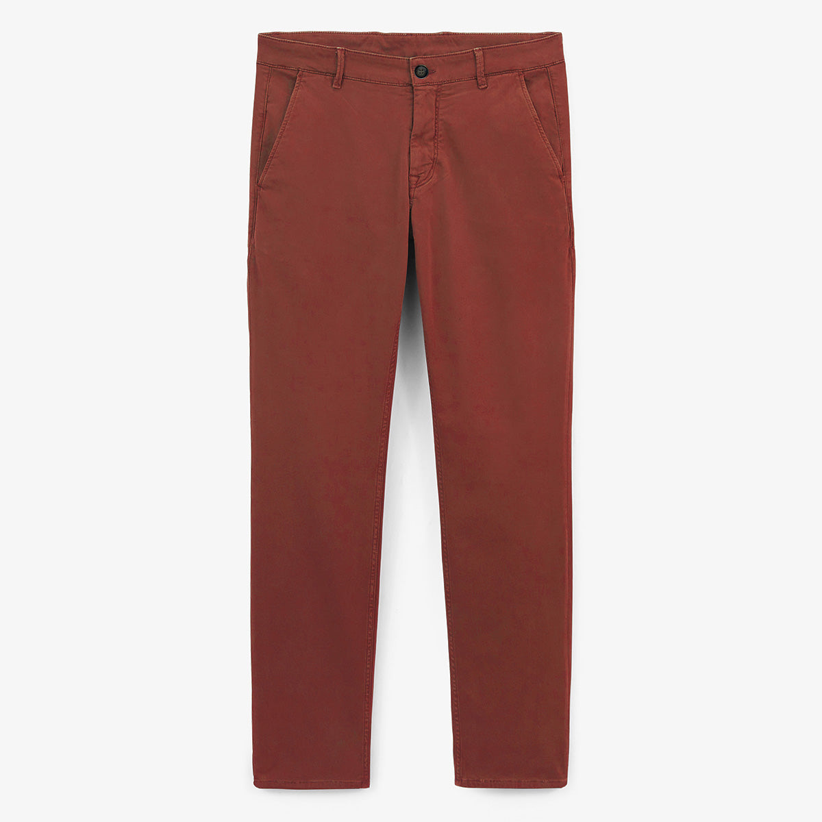 Chino 702 de algodón, corte cómodo, rojo óxido, hombre, SERGE BLANCO