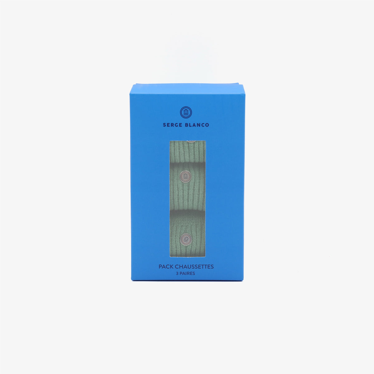 Pack de 3 pares de calcetines largos lisos verde almendra SERGE BLANCO