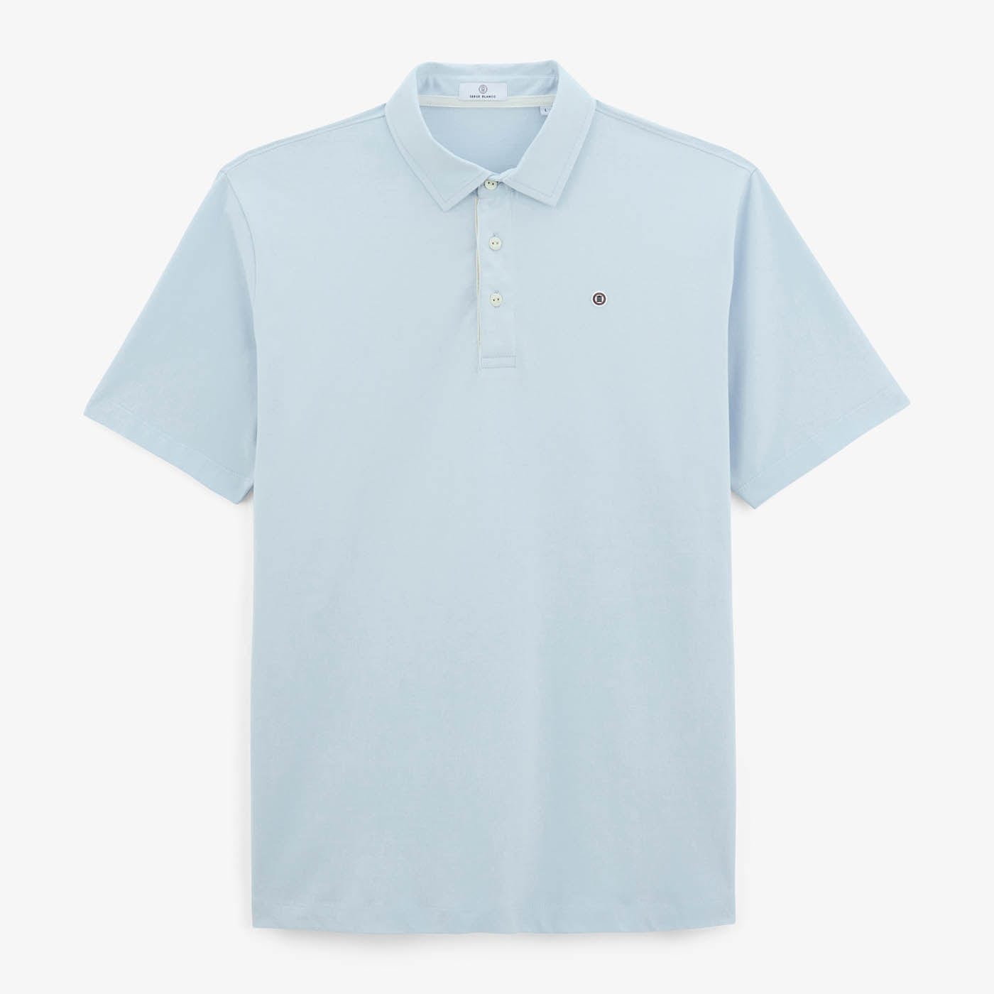 Polo de rugby de manga corta Lyes en jersey de algodón azul cielo para hombre SERGE BLANCO