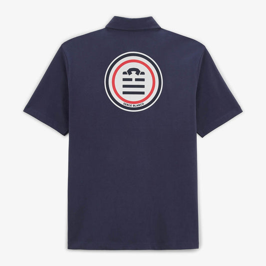 Polo de rugby de manga corta Lyes en jersey de algodón azul noche para hombre SERGE BLANCO