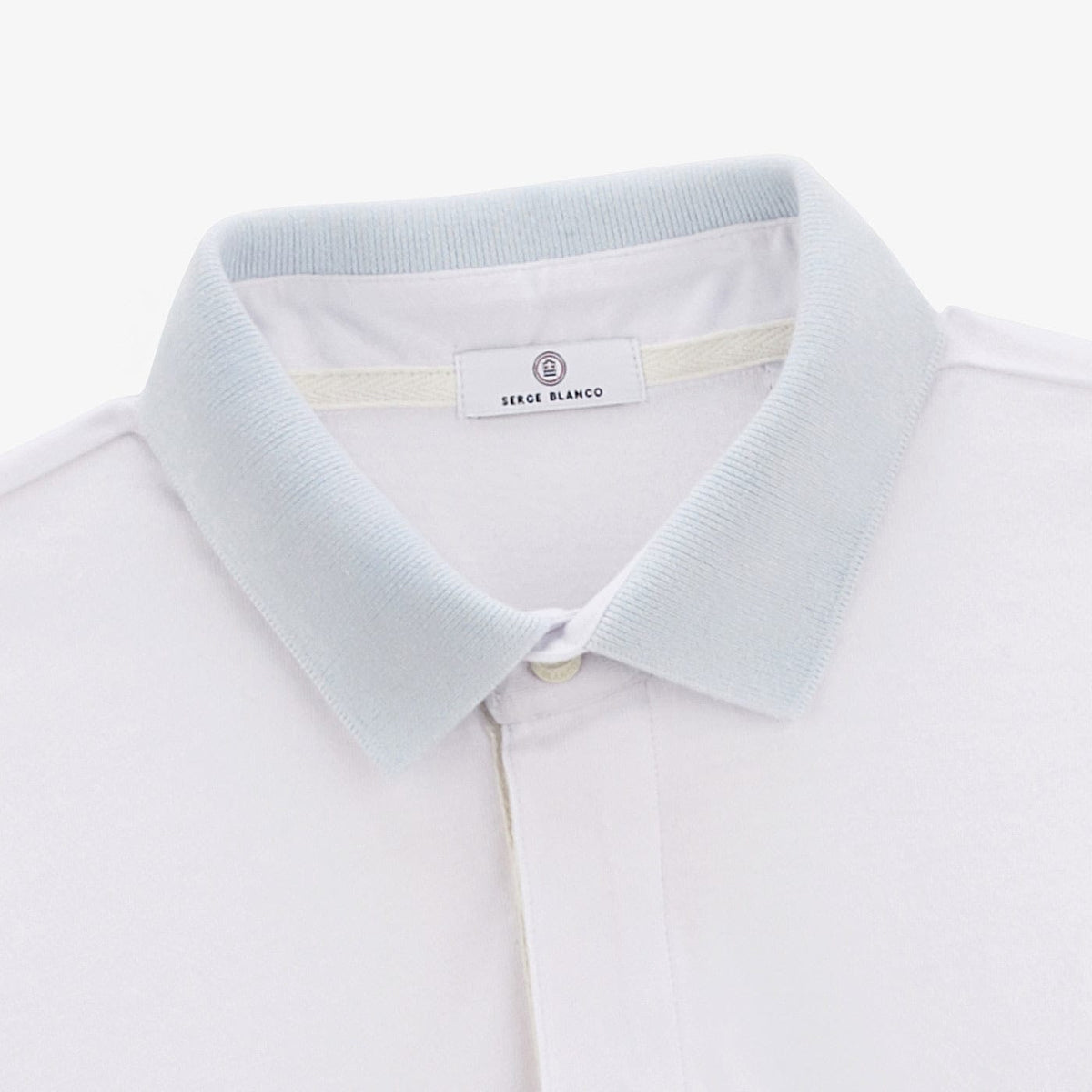 Polo de rugby de manga larga de algodón con cuello polo blanco para hombre SERGE BLANCO