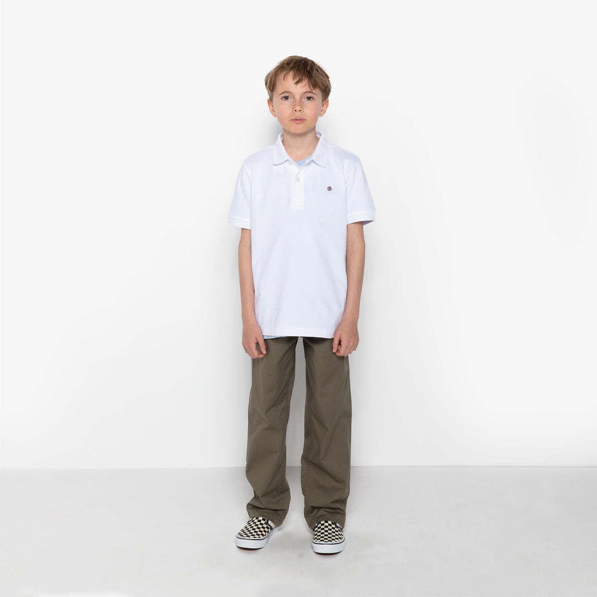 Polo junior de manga corta de algodón blanco SERGE BLANCO