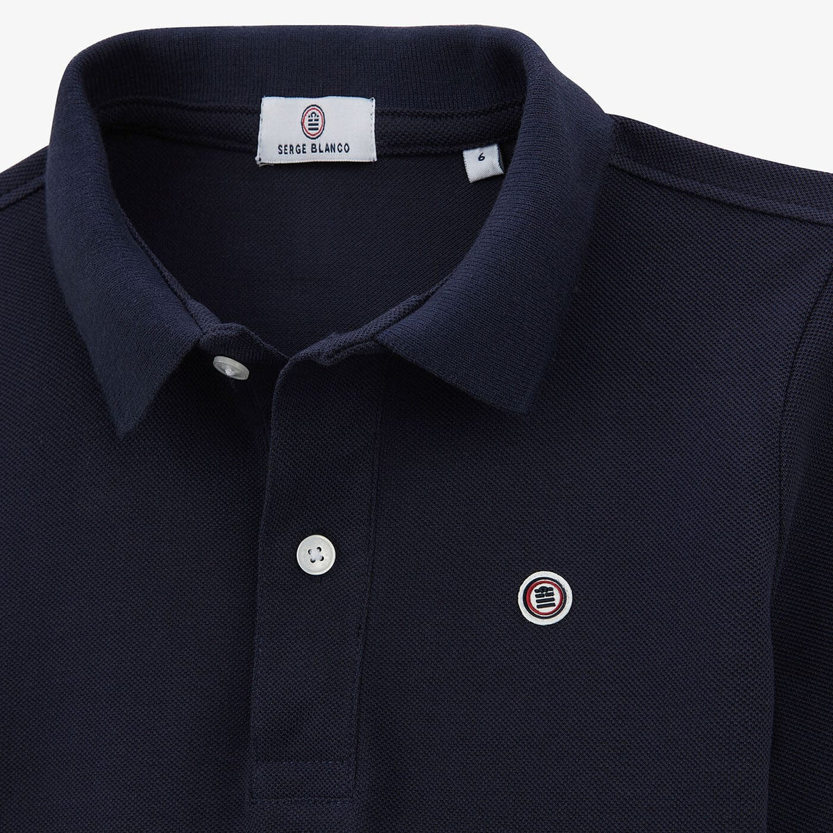 Polo junior de manga corta de algodón azul oscuro SERGE BLANCO