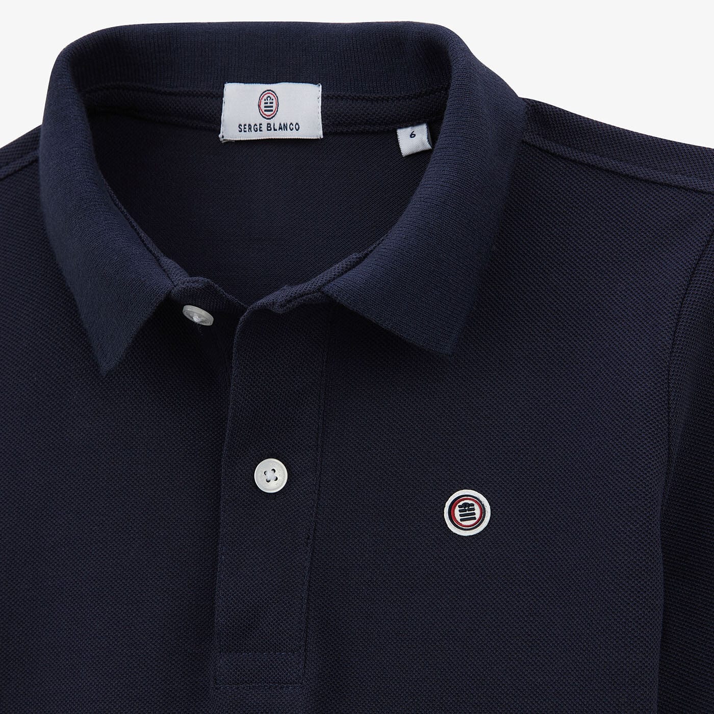 Polo junior de manga corta de algodón azul oscuro SERGE BLANCO